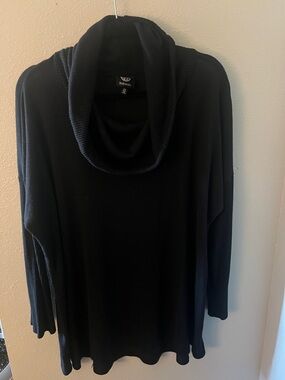 Boohoo Black Ribbed Cowl Neck Sweater